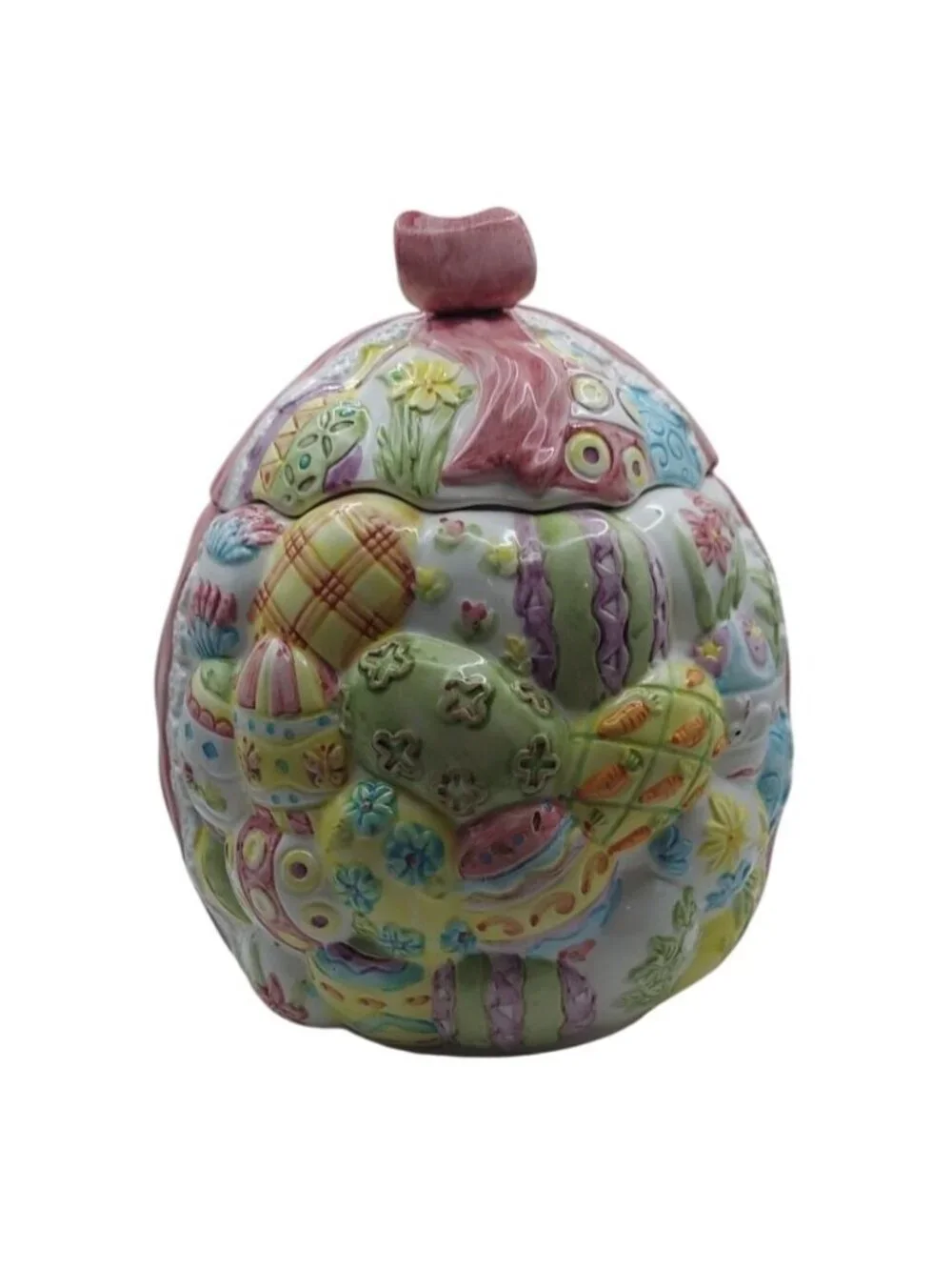 PBC International Pastel Multicolor 3D Easter Egg Ceramic Cookie Jar Cottagecore